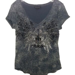 ROCK & REPUBLIC FLEUR DE LIS EMBELLISHED SHIRT